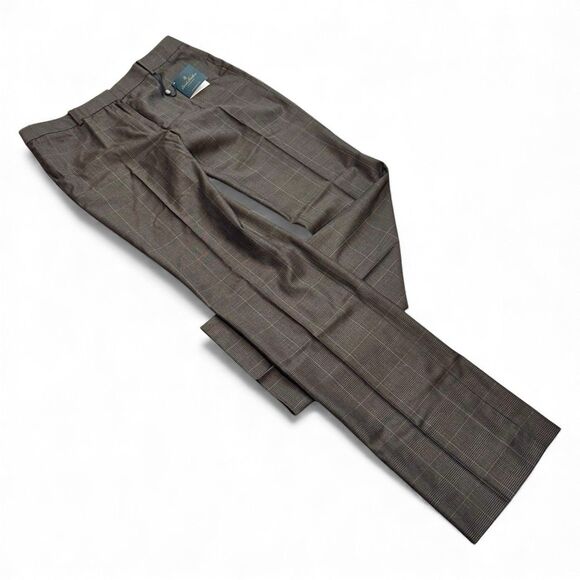 Brooks Brothers NWT Lucia Fit 100% Wool Trouser Pant In Brown Glen Plaid Size 8 - Picture 1 of 7